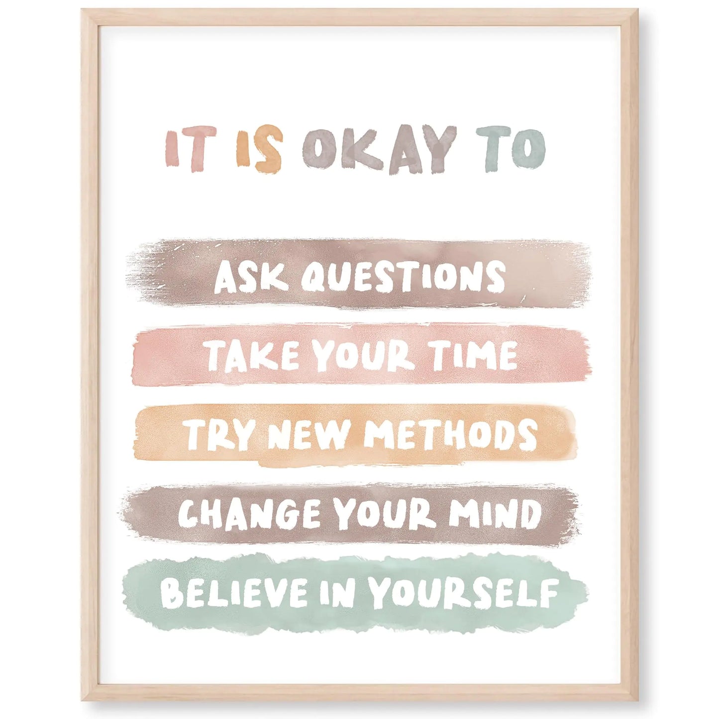 It Is Okay To... Positive Self Talk Affirmations - 11x14 Art Print (Unframed) | Kids Bedroom Decor | Boho Nursery Decor | Classroom Decor | Homeschool Decor | Playroom Wall Art | Gift for Kids