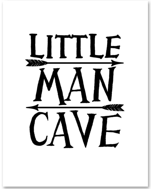 Little Man Cave - Unique Boy Nursery Wall Art Print Kids Room Poster Modern Decor for Toddler Children Bedroom Playroom Display and Gift 11x14 Unframed Art Print Poster Black and White