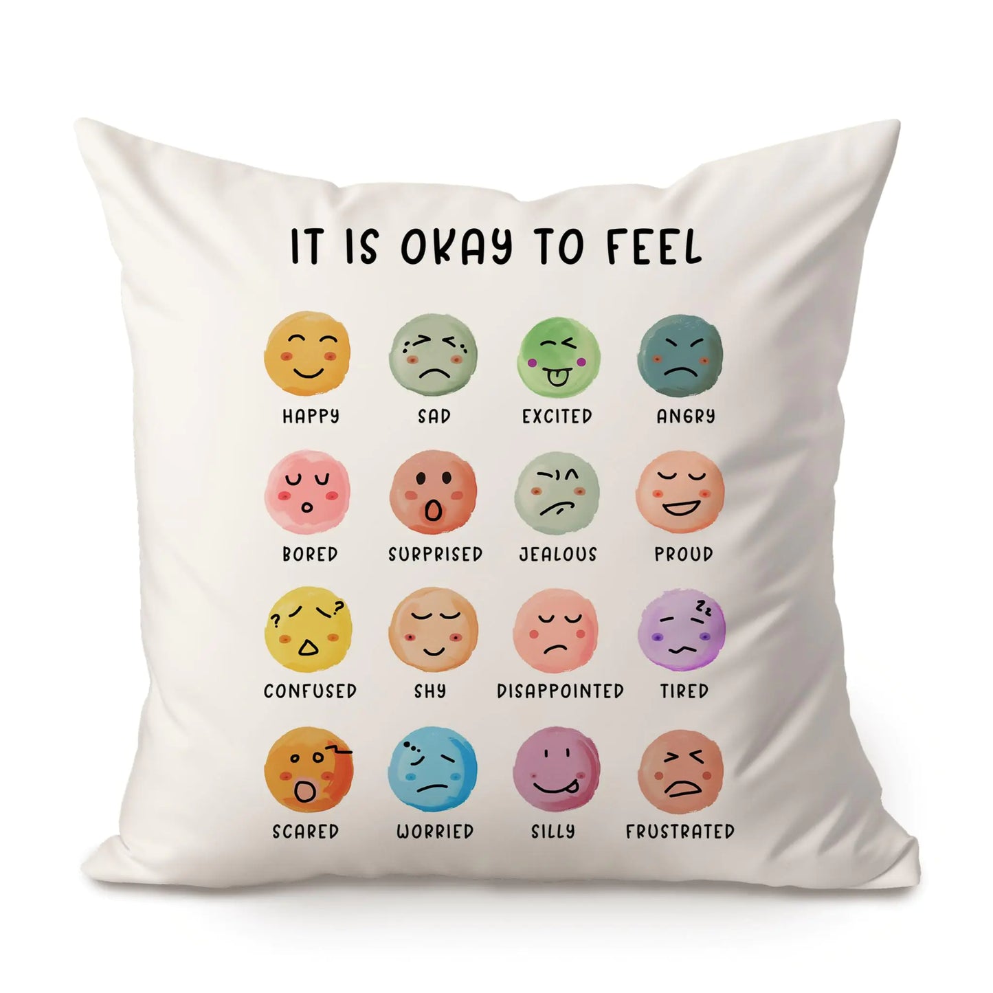 Feelings Chart Pillow Cover It Is Okay To Feel Decor My Feelings Cushion Classroom Decor Homeschool Decor Mental Health Playroom Classroom Throw Pillow Nursery Bedroom Decor 18x18 Pillowcase