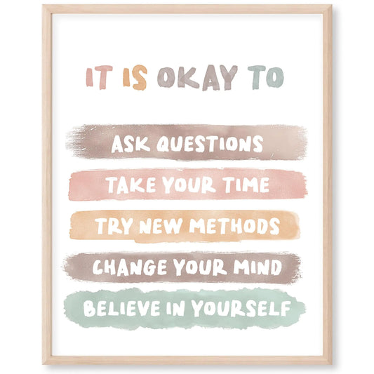 It Is Okay To... Positive Self Talk Affirmations - 11x14 Art Print (Unframed) | Kids Bedroom Decor | Boho Nursery Decor | Classroom Decor | Homeschool Decor | Playroom Wall Art | Gift for Kids