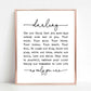 Darling The One Thing You Have That Nobody Else Has is You Nursery Print Gift for Daughter Children Decor Girls Room Decor Nursery Quotes No Frame (11X14 INCH)